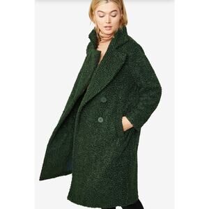 Teddy Coat Forest Green Ellos Womens Plus Size Double Breasted 3X
